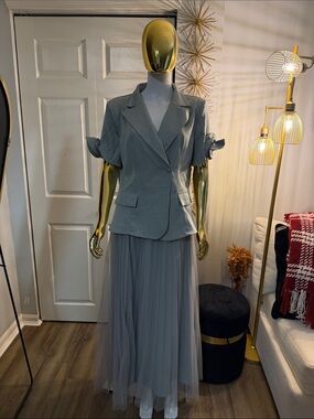SHEIN Sage Green Two-Piece Skirt Set with Blazer